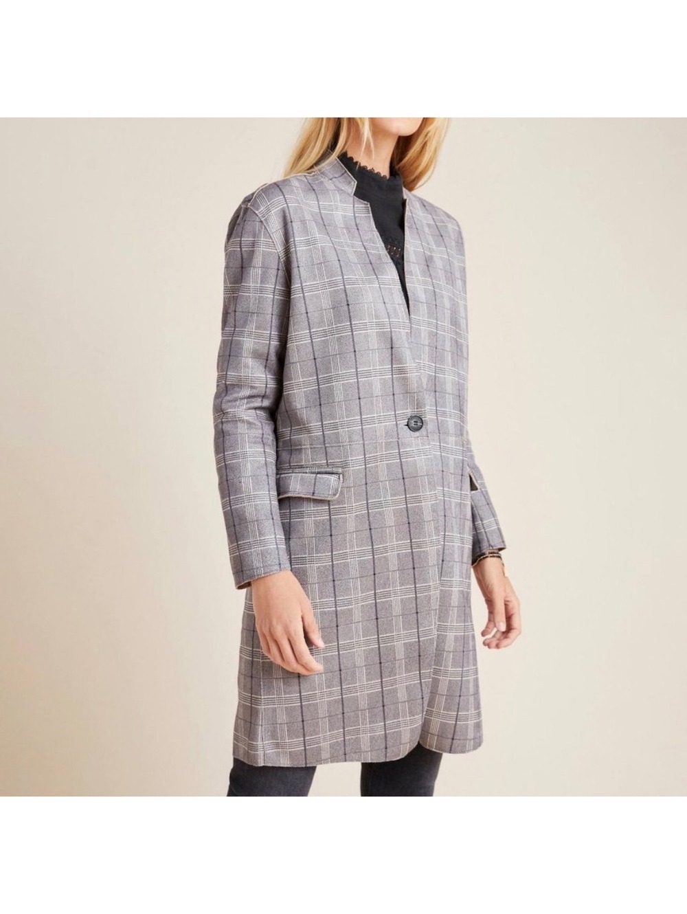 BLANK NYC for Anthro Renegade Plaid Faux Suede Jacket SMALL QUIET LUXURY